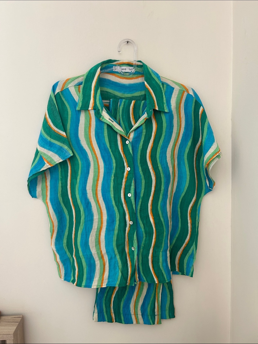 Mango Multicolor Wavy-Stripe Trousers Set - Green, Blue, White, Orange